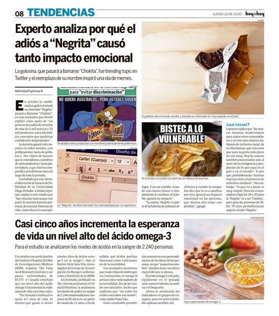Página 8  - HoyxHoy, el diario que no tiene precio - Santiago,  Chile 